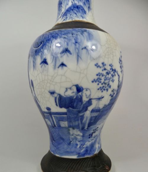 CHINESE PORCELAIN CRACKLE GLAZE VASE C 1890 - ADDITIONAL PHOTO 9