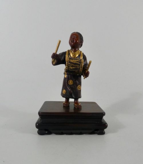 Japanese Bronze Okimono of a Boy. Meiji Period.