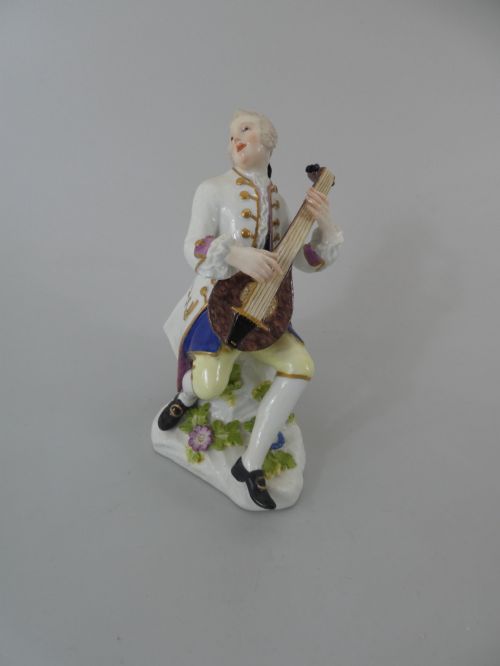 Meissen Porcelain Lute Player, C. 1740.