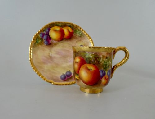 Royal Worcester Fruit Cup and Saucer. C. Bowen.