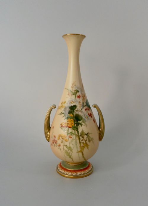 Royal Worcester Porcelain Vase. Thistles. Dated 1901.