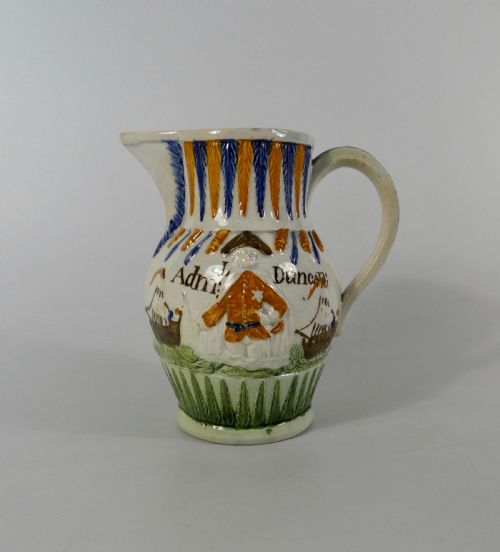 Prattware Pottery Jug, ‘Admiral Duncan, C. 1798.