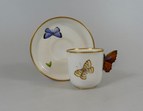 Royal Worcester ‘Butterfly’ Cup and Saucer, Dated 1880.