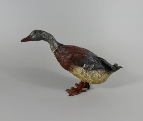 Austrian Cold Painted Bronze Duck, C. 1910.