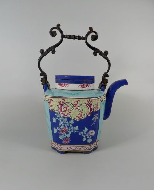 Chinese Yixing Enamelled Teapot, C.1850. Qing Dynasty.