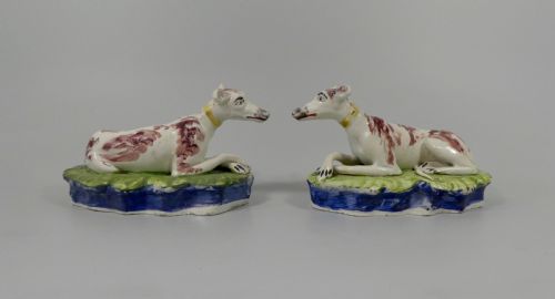 Staffordshire Pottery Hounds. Enoch Wood, C.1830.