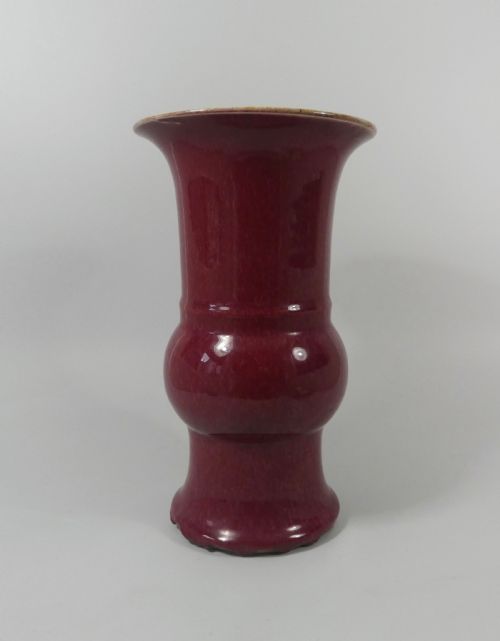 Chinese Sang De Boeuf Gu Shape Vase, 19th Century. Qing Dynasty.