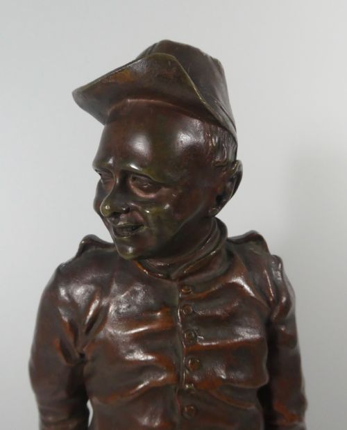 fig 1. Léopold Eugène Kampf, bronze study of a young man, c. 1880.