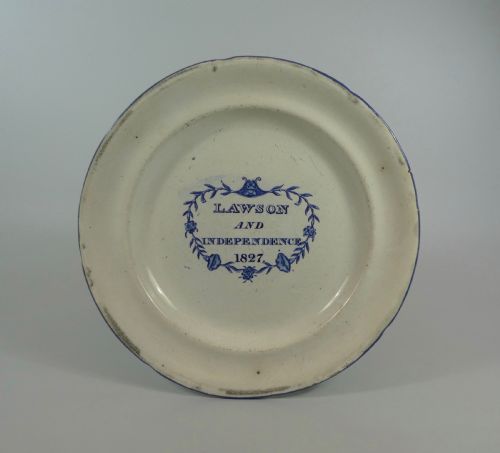English Pearlware Electoral Plate, Dated 1827.