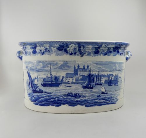 Wedgwood Pottery Foot Bath Tower of London from the Thames, C. 1820.