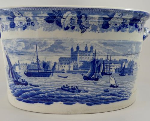 fig 1. Wedgwood pottery foot bath Tower of London from the Thames, c. 1820.