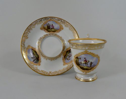 Copenhagen Porcelain Cabinet Cup & Stand, C. 1870.