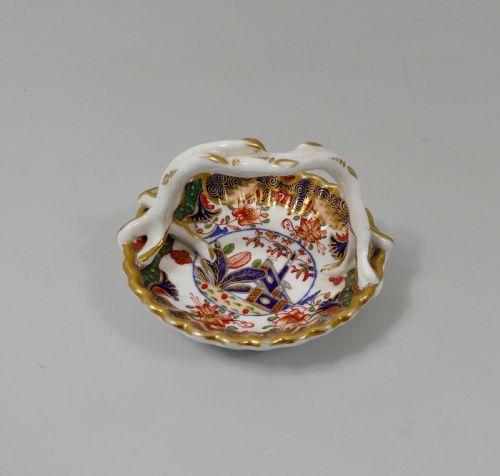 Spode Porcelain Miniature Basket, Imari Pattern, C. 1810.