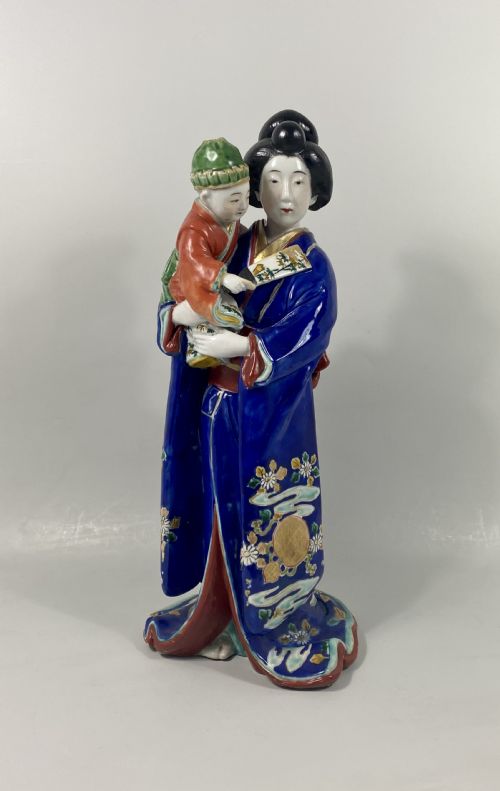 Kutani Bijin and Child, C. 1890. Meiji Period.