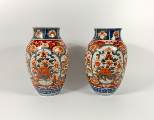 Pair Imari Porcelain Vases, Japan, C. 1890, Meiji Period.
