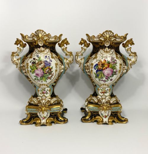 Pair Jacob Petit Porcelain Vases, C. 1840.