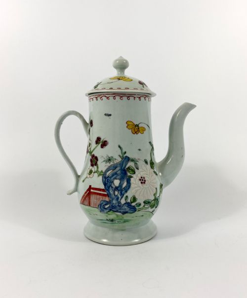 Richard Chaffers, Liverpool Porcelain Coffee Pot and Cover, C. 1758.