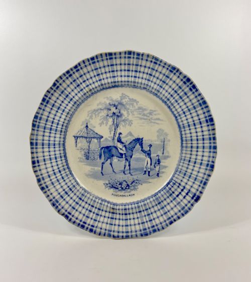 Scottish Potteries.race Horse Plate, C. 1845.