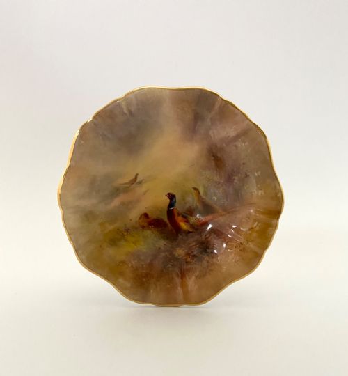 Royal Worcester Porcelain Dish. Pheasants. James Stinton, D. 1936.