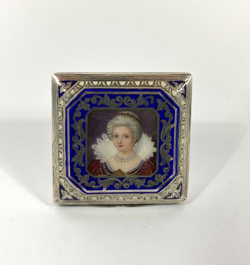 Silver and Enamel Compact, Italy, C. 1900.