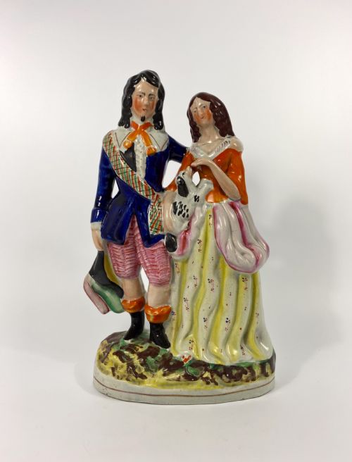 Staffordshire Figure of a Cavalier and a Lady, C. 1860.