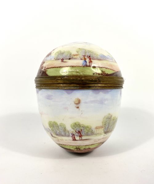 Viennese Enamel Ballooning Box & Cover, C. 1890.