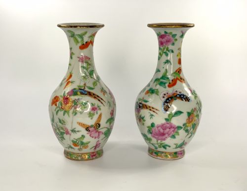Pair Chinese Crackle Glaze Vases, C. 1880.