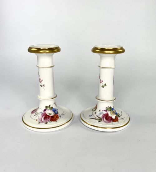 Pair Coalport Porcelain Candlesticks, C. 1830.