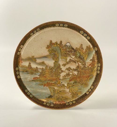 Satsuma Pottery Plate. Kinkozan. Meiji Period.