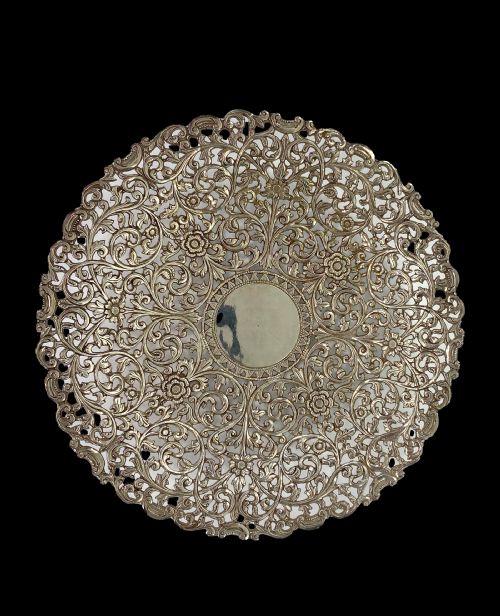 Indian Kutch Reticulated Silver Salver, C. 1890.