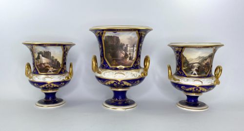 Derby Porcelain Garniture. Bloor Period, C. 1830.