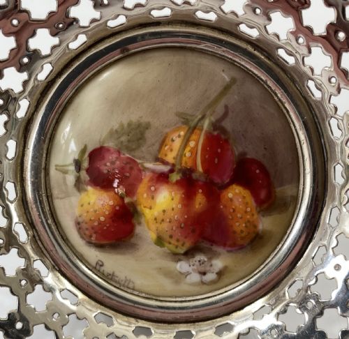 fig 1. Royal Worcester silver mounted basket. William Ricketts, dated 1912.