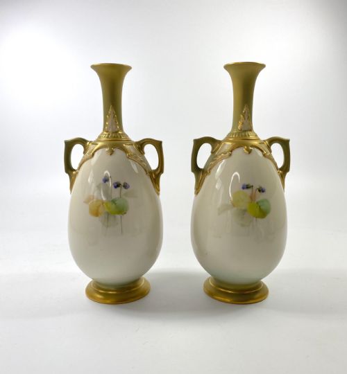 fig 1. Royal Worcester vases, by George Cole, d. 1908.
