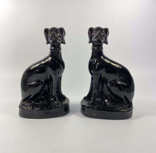 Pair Staffordshire ‘Jackfield’ Lurchers, C. 1860.