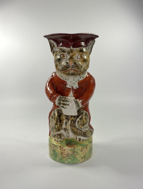 Staffordshire Pottery Cat Jug, C. 1860.