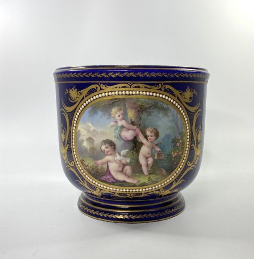 ‘Sevres’ Porcelain Jewelled Cache Pot, C. 1870.
