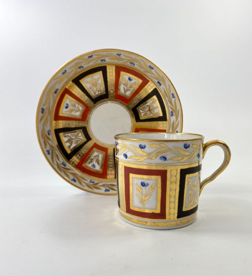 Coalport Porcelain Coffee Can & Saucer, C. 1810.