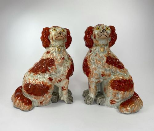 Rare Pair of Large Staffordshire Spaniels, C. 1840.