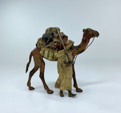 Franz Bergman Bronze Arab & Camel Group, C. 1900.