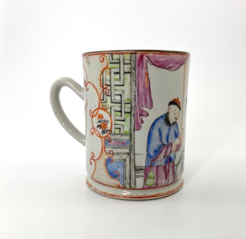 Chinese Porcelain Mug. Famille Rose Decoration, C. 1760. Qianlong Period.