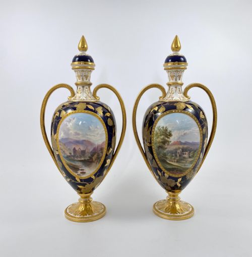 Pair Davenport Porcelain Vases & Covers, C. 1875.