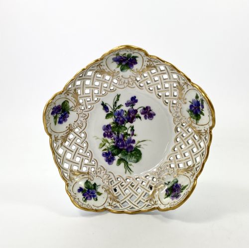 Meissen Porcelain Reticulated Basket, C. 1880.
