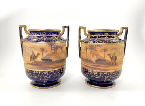 Pair Large Noritake ‘Camels’ Vases, C. 1925.