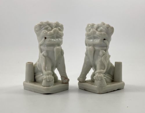 Pair Blanc De Chine Dogs of Fo, C. 1700. Kangxi Period.