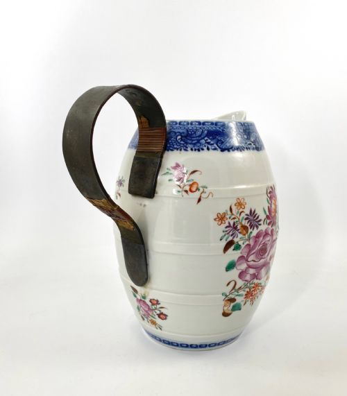 fig 1. Chinese porcelain Cider Jug, c. 1770. Tinkers repaired handle.