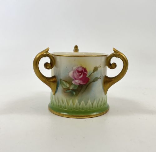 Royal Worcester Porcelain Miniature Tyg, Dated 1909.