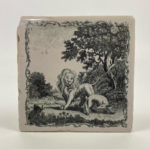 Liverpool Delft ‘Aesops Fables’ Tile, C. 1765.