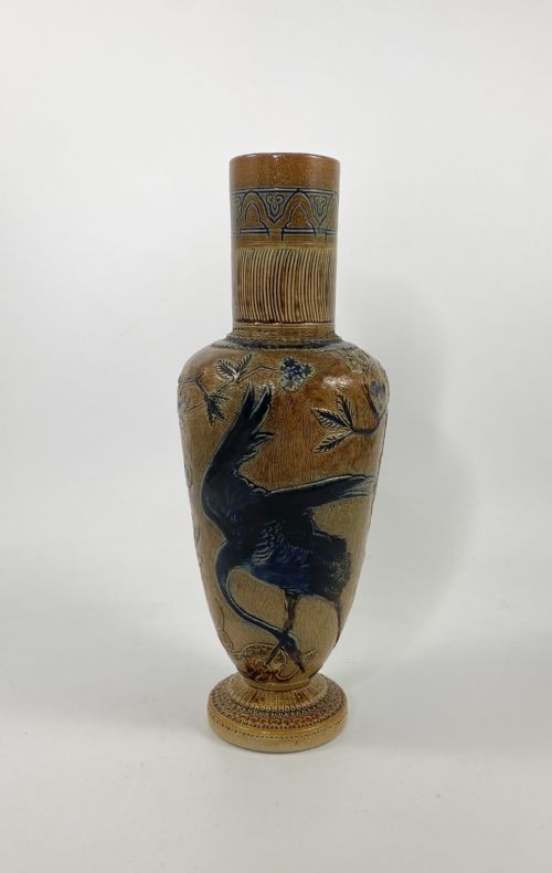Martin Brothers Stoneware Herons Vase, Dated 1874.
