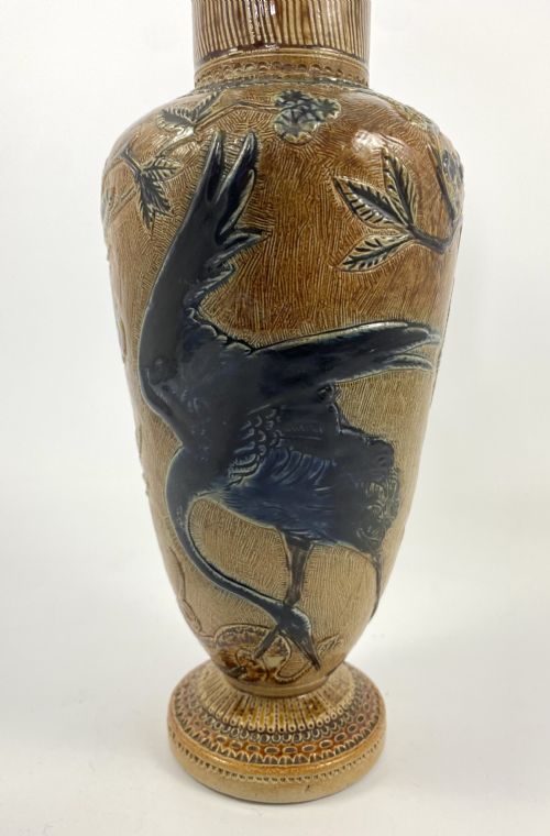 fig 1. Martin Brothers stoneware Herons vase, dated 1874.