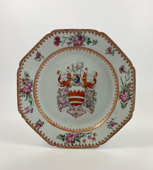 Chinese Armorial Plate. Arms of Hare, C. 1755. Qianlong Period.